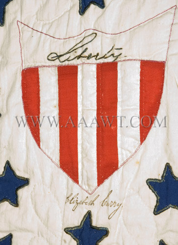 Antique Quilt, Album Quilt, 19th Century, shield detail